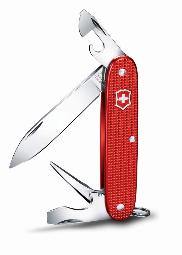 Navaja de bolsillo mediana Pioneer Alox Limited Edition 2018 con cachas Alox de color rojo baya
