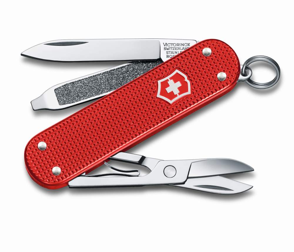 Navaja de bolsillo pequeña Classic Alox Limited Edition 2018 con cachas Alox de color rojo baya